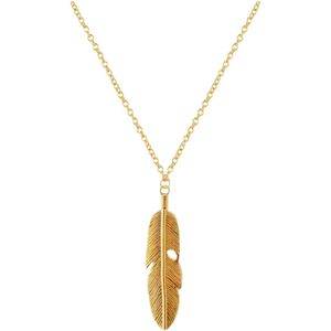 Marama - damesketting veer goud - RVS - gold plated - verstelbaar - lange ketting