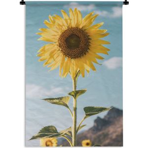 Wandkleed Zonnebloemen - Zonnebloem op een heldere dag Wandkleed katoen 60x90 cm - Wandtapijt met foto