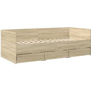 vidaXL - Slaapbank - met - lades - 90x200 - cm - bewerkt - hout - sonoma - eikenkleurig