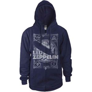 Led Zeppelin Vest met capuchon -S- Vintage Print LZ1 Blauw