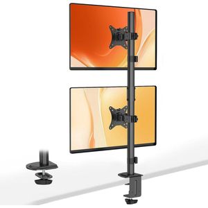 Verticale batterijhouder voor dubbele computerschermen verstelbaar in hoogte en kantelbaar voor 17-32 inch schermen - maximale belasting 9 kg per arm VESA 75/100 mm