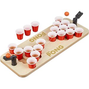 Relaxdays Mini beer pong - party spel - voor bier of shots - 25 rode bekers - drankspel