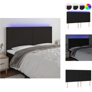 vidaXL Hoofdeind Modern - LED-Verlichting - Verstelbare Hoogte - Comfortabele Ondersteuning - Snijdbare LED-strip - Zwart - 200 x 5 x 118/128 cm - vidaXL - Bedonderdeel