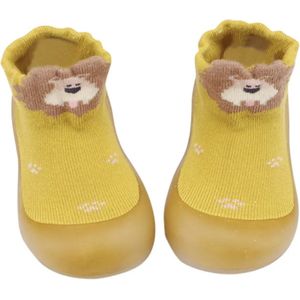 Anti-slip babyschoentjes - Sok sloffen - Eerste loopschoentjes van Baby-Slofje - Geel leeuw maat 26/27