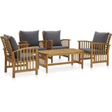 vidaXL - 5-delige - Loungeset - met - kussens - massief - acaciahout