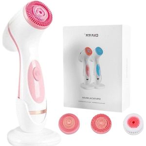 3-in-1 Elektrische Gezichtsreiniger - Gezichtsborstel - Gezichtsreiniging - Face Scrub - IPX 6 - Deep Cleansing - 2 Snelheden + 3 Opzetborstels - Alle huidtypen - Oplaadbaar - Verwijderd Make-up, Dode Huidcellen & Mee-eters - Roze