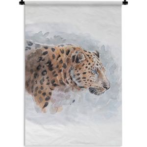 Wandkleed - Wanddoek - Luipaard - Waterverf - Dieren - 120x180 cm - Wandtapijt