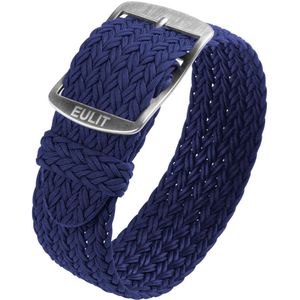 EULIT horlogeband - perlon - 20 mm - marineblauw - metalen gesp