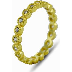 Silventi 9SIL-21958 Zilveren Ring - Dames - Zirkonia - Wit - Rondom Gezet - 3 mm Breed - Maat 56 - Zilver - Gold Plated (Verguld/Goud op Zilver)