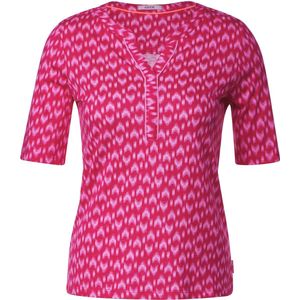 CECIL TOS Minimal Tunic with Splitneck Dames T-shirt - pink sorbet - Maat XL