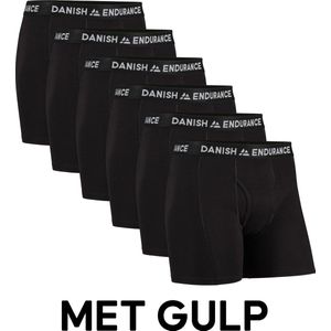 DANISH ENDURANCE Katoenen Boxershorts met Gulp- Onderbroeken voor Heren- 6 pack - Maat L