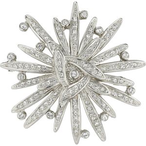 Traveller Broche - Broches Dames - Zilverkleurig - Kristal - Preciosa Crystals - Bloem ø 41 mm - Sneeuwvlok - Geplatineerd -157583