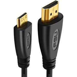 Mini HDMI Male naar HDMI Male - HDMI Kabel High Speed Adapter - Converter - Omvormer - 1080P 3D Effect - 1.5m - Zwart
