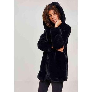 Urban Classics Ladies Hooded Teddy Coat Tussenseizoensjas zwart S