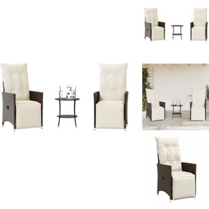 vidaXL Bistroset - Bistrosets - Loungeset - Tuinset - 3-delige Bistroset met kussens poly rattan bruin