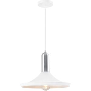 QUVIO Hanglamp modern - Lampen - Plafondlamp - Verlichting - Verlichting plafondlampen - Keukenverlichting - Lamp - E27 fitting - Met 1 lichtpunt - Voor binnen - Aluminium - Metaal - D 36 cm - Wit en zilver