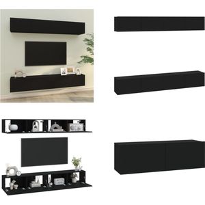 vidaXL Tv-wandmeubels 4 st 100x30x30 cm zwart - Tv-kast - Tv-kasten - Tv-meubel - Tv-meubel Met LED-verlichting