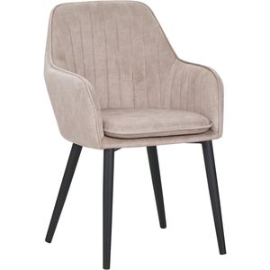 Colenis® - Melly Eetkamerstoel - Set Van 4 - Beige - Fluweel - Velvet - Met armleuning