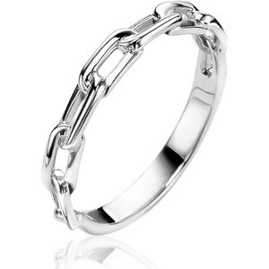 ZINZI zilveren schakel ring met ovale schakels ZIR2115