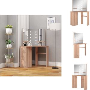 vidaXL Kaptafel - Kaptafels - Make-up Tafel - Make-up Tafels - Hoekkaptafel met LED 111x54x141,5 cm eikenkleurig