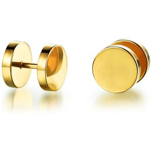 Studs Oorbellen - Fake Plugs - Oorknoppen - Verguld - Ø 10mm