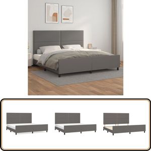 vidaXL Bedframe 200x200 cm - Grijs Kunstleer Bedframe - Boxspring - Slaapcomfort - Kunstleder - Grijze Meubels