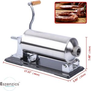 Eszenzics™ Vleesmolen Pro5 - Professionele Worstenvuller - Robuust staal - RVS Vleesmachine - 4.8 liter - Incl. 4 Vulpijpen - Slager - Catering