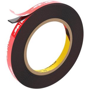 Dubbelzijdig Plakband - Montagetape - Extra Sterke Tape - Waterdicht - Hittebestendig - Dubbelzijdige Kleefstrip - Tape voor LED Verlichting - Tape voor Auto - Tape voor Muurdecoratie - Zwarte Tape - 4.7m x 1cm - Sterke Hechting - Foam Tape