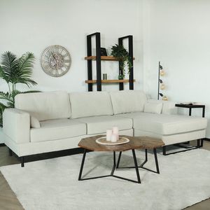 Hoekbank design Darsiono 280cm bank beige ribstof loungebank zowel links als rechts bankstel