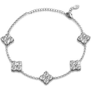 Shoplace Klaver armband dames met Swarovski kristallen - 18K Witgoud verguld – Swarovski armband - Cadeauverpakking - 20cm - Zilver