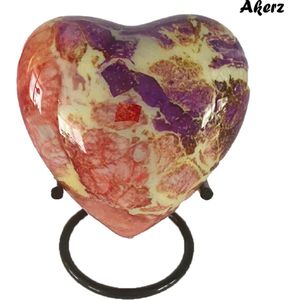 Akerz Mini Urn - paars- roze - Hart - Aluminium - Inclusief Standaard - Graveerbaar - 80ml