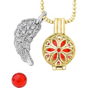 Quiges Engelenroeper 12mm Bolhouder met Ketting 70cm en Bolletje - Dames - Goudkleurig Bloem - EBS12126