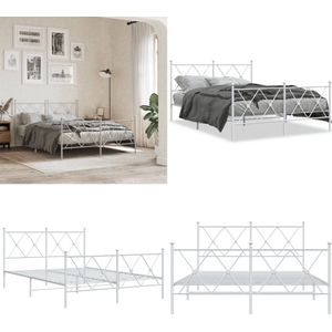 vidaXL Bedframe met hoofd- en voeteneinde metaal wit 140x190 cm - Bedframe - Bedframes - Tweepersoonsbed - Bed