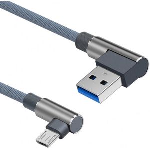 USB laadkabel - Micro USB naar USB A - Nylon mantel - 5 GB/s - Grijs - 1.5 meter - Allteq