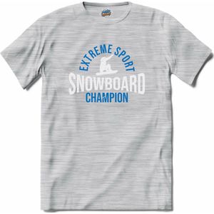 Snowboard Champion | Snowboarden - Bier - Winter sport - T-Shirt - Unisex - Donker Grijs - Gemêleerd - Maat XL