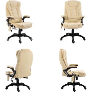 vidaXL Massage kantoorstoel kunstleer crème - Bureaustoel - Bureaustoelen - Computer Stoel - Computer Stoelen