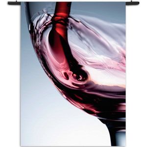 Velours Wandkleed Glas Rode wijn 01 Rechthoek Verticaal L (165 X 120 CM) - Wandkleden - Met roedes