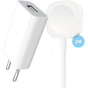 5W Power Adapter met 2 Meter Lange USB naar Draadloze Oplader - Geschikt voor Apple Watch Kabel