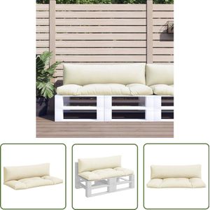 The Living Store Palletkussens 2 st stof crèmekleurig - Palletkussens - Tuinkussens - Lounge Kussens - Buitenkussens - Zitkussens