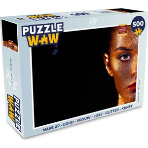 Puzzel Make up - Goud - Vrouw - Luxe - Glitter - Kunst - Legpuzzel - Puzzel 500 stukjes