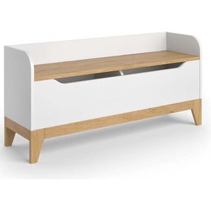 Vitalispa Speelgoedkist Malia, Wit/eiken, 107.2 x 50 cm met zitbank