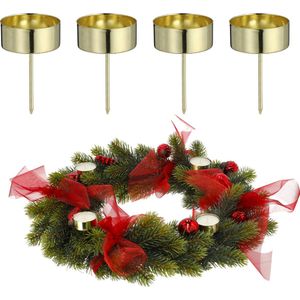 Cepawa Kaarsenhouders/waxinelichthouders - 4 stuks - goud voor in een kerststukje