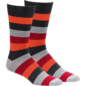 Gestreepte heren sokken | Zonder drukplekken | 8 paar | Maat: 43-46 | Kleur: Grijs Oranje