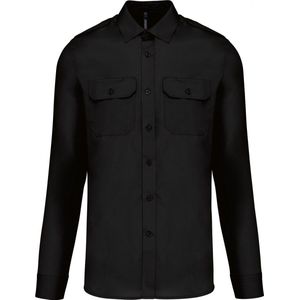 Overhemd Heren XL Kariban Lange mouw Black 65% Polyester, 35% Katoen