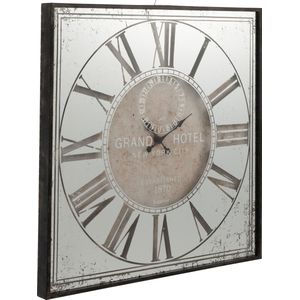 J-Line klok Vierkant Hoel Spiegel - glas - bruin/grijs - Ø 99.5 cm