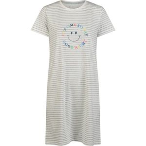 By Louise Dames Nachthemd Korte Mouw Goodnight Wit Gestreept - Maat XL | Big shirt | Slaaphemd
