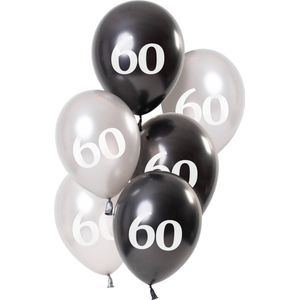 Folat - Ballonnen Glossy Black 60 Jaar (6 stuks)