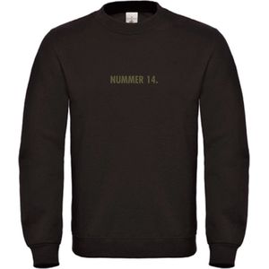 Sweater Zwart XL - nummer 14 - olijfgroen - soBAD. | Sweater unisex | Sweater man | Sweater dames | Voetbalheld | Voetbal | Legende