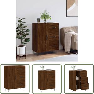 The Living Store Dressoir 69,5x34x90 cm bewerkt hout bruin eikenkleur - Dressoir - Houten Dressoir - Vintage Dressoir - Landelijk Dressoir - Bruine Eiken Dressoir