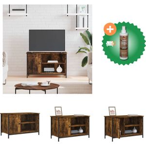 vidaXL Tv-meubel 80x40x50 cm bewerkt hout gerookt eikenkleurig - Kast - Inclusief Houtreiniger en verfrisser